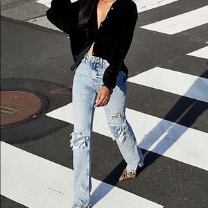 Free People High Rise Distressed Jeans Size 26